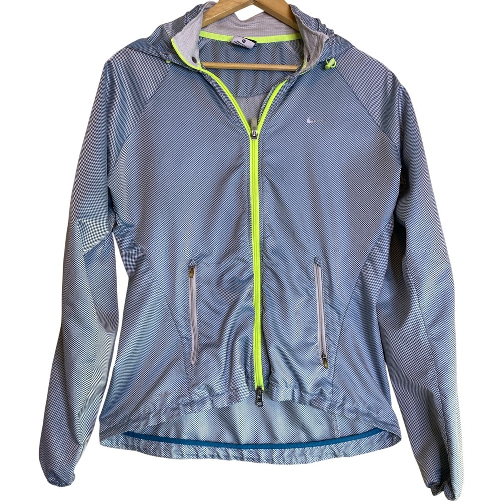Nike Medium Women's Zip Teal Silver Running Windbreaker Lightweight Reflective